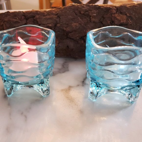 PartyLite Other - 2 PartyLite Aqua Blue Wave Votive Tealight Candle Holders